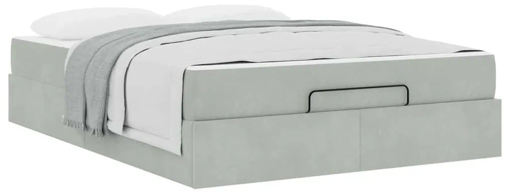 vidaXL Σκελετός κρεβατιού με στρώμα 2 pcs Ανοιχτό γκρι Βελούδο