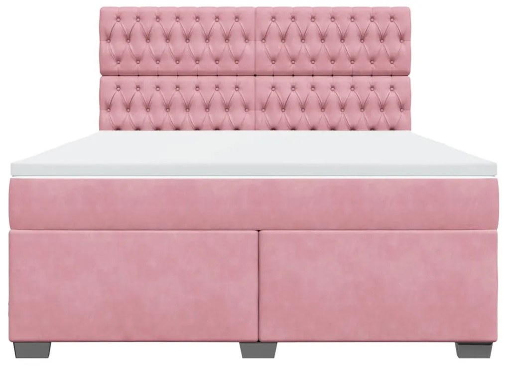 vidaXL Κρεβάτι Boxspring με Στρώμα Ροζ 180x200 εκ. Βελούδινο