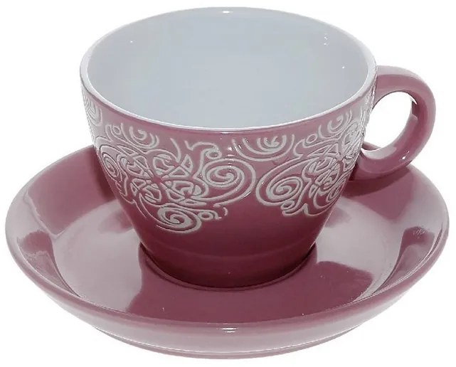 Φλυτζάνι Με Πιατάκι Cappuccino Stoneware 330ml Vienna Pink ESPIEL HUN117K6