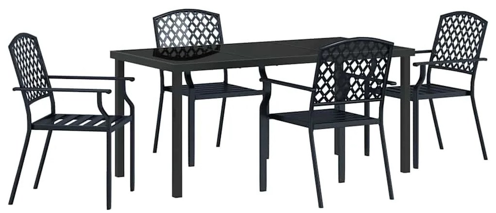 vidaXL Σέτ φαγητού για κήπο 5 pcs Ανθρακί Ατσάλι