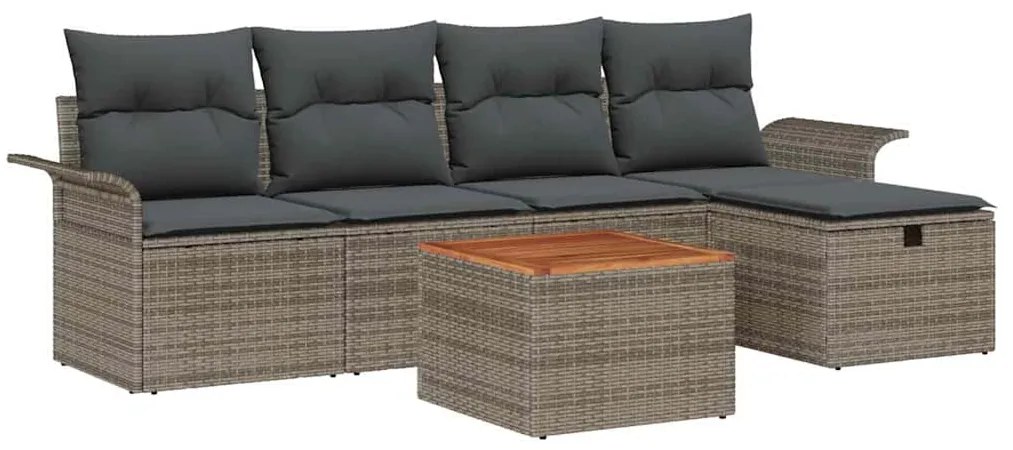 vidaXL Σετ Καναπέ Κήπου με αποθήκευση 6 pcs Γκρι Πολυ ράταν