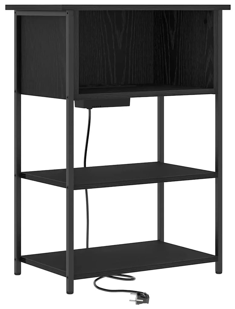 vidaXL Κομοδίνο Μαύρη δρυς 55 x 31 x 76 εκ Επεξεργασμένο ξύλο