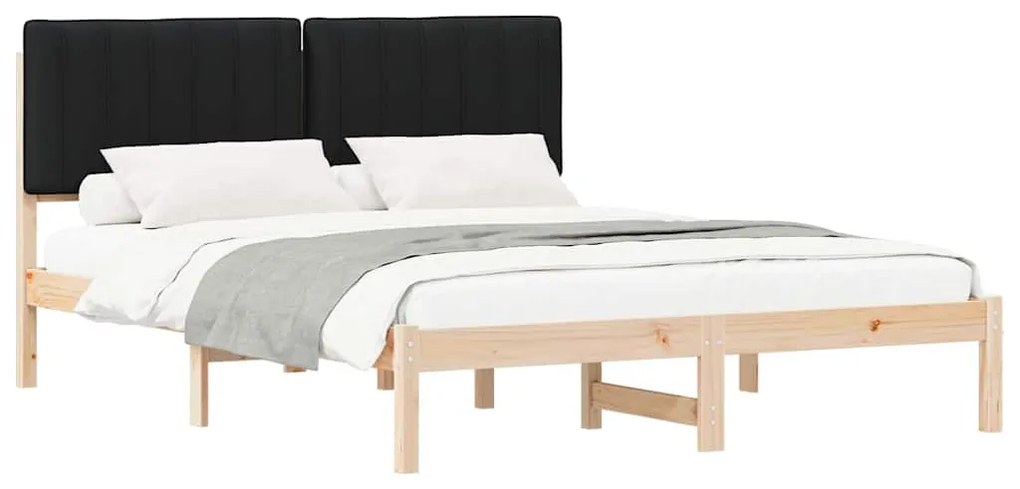 vidaXL Σκελετός Κρεβατιού με Επενδεδυμένο Κεφαλάρι Μαύρο 150 x 200 cm