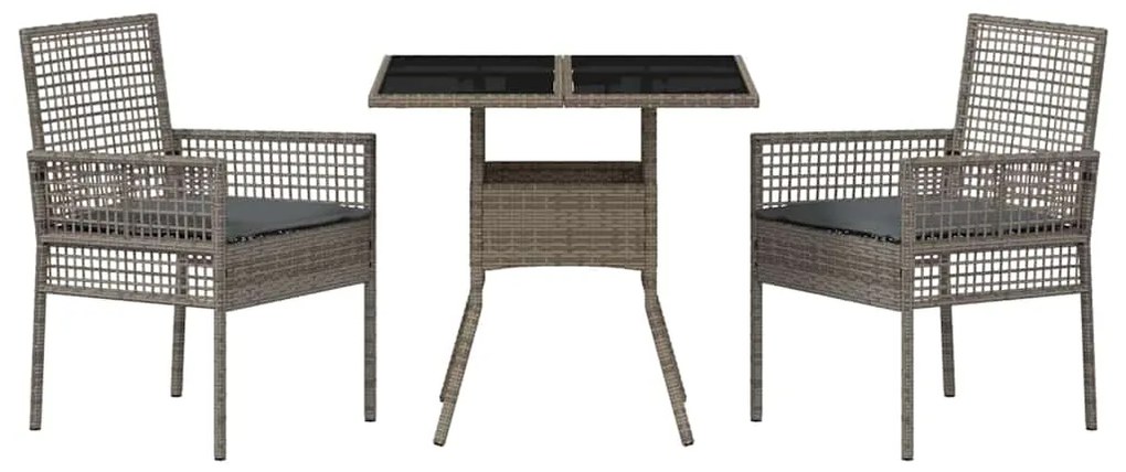 vidaXL Σέτ φαγητού για κήπο 3 pcs Γκρι συνθετικό ρατάν