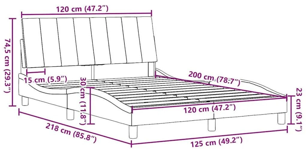 Πλαίσιο κρεβατιού χωρίς στρώμα Μπλε 120x200 cm Ύφασμα - Μπλε