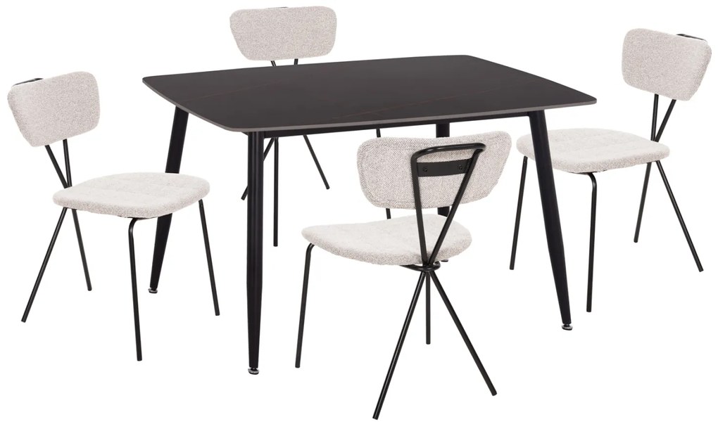 ΣΕΤ ΤΡΑΠΕΖΑΡΙΑΣ 5ΤΜΧ RAVEN HM21067.02 ΚΕΡΑΜΙΚΟ TOP ΜΑΥΡΟ ΜΑΡΜΑΡΟ--ΜΕΤΑΛΛΟ