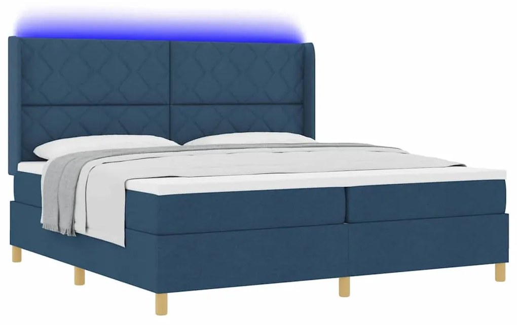 vidaXL Κρεβάτι με ελατήρια με στρώμα Μπλε 200 x 200 cm ύφασμα