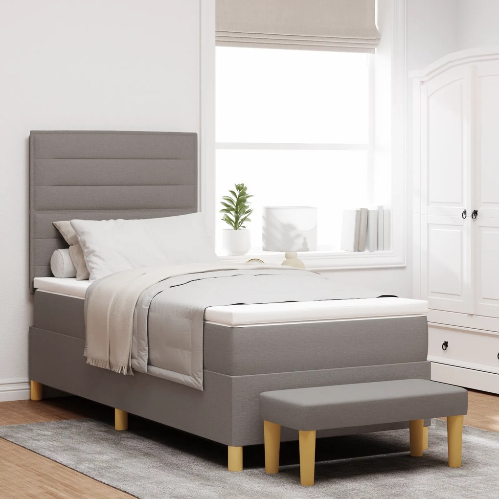 vidaXL Box Spring Κρεβάτι με Στρώμα & Πάγκο Ταύρου 90x190 εκ. Ύφασμα