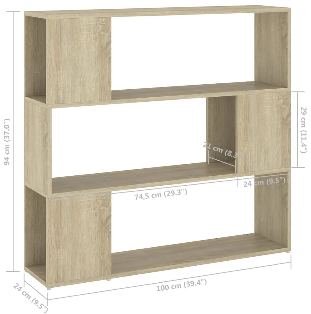 Βιβλιοθήκη/Διαχωριστικό Χώρου Sonoma Δρυς 100 x 24 x 94 εκ. - Καφέ