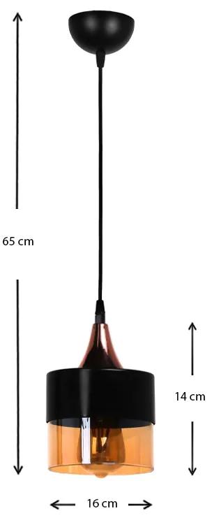 Φωτιστικό οροφής Roxy Megapap μεταλλικό - γυάλινο μονόφωτο χρώμα μαύρο 16x16x65εκ. - Μέταλλο - GP031-0017