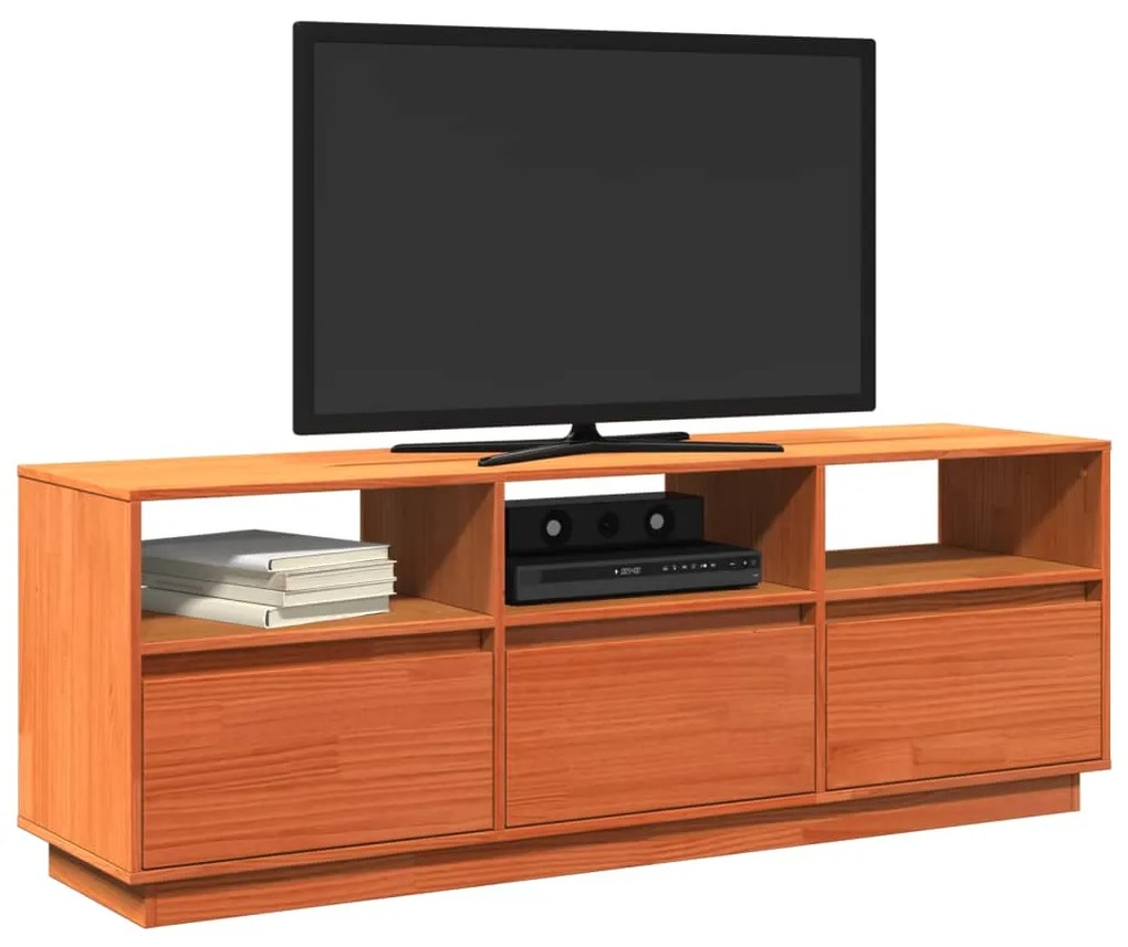 vidaXL Έπιπλο Τηλεόρασης Καφέ Κεριού 140x37x50 εκ. Μασίφ Ξύλο Πεύκου