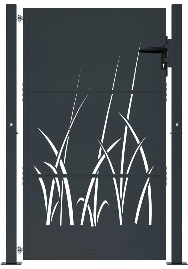 vidaXL Πόρτα Κήπου Ανθρακί 100x125 εκ. Σχέδιο Χαλυβδόφυλλου