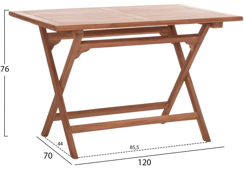 ΤΡΑΠΕΖΙ ΠΤΥΣΣΟΜΕΝΟ ΟΡΘΟΓΩΝΙΟ ERIS HM18117 ΞΥΛΟ TEAK--ΦΥΣΙΚΟ 120x70x76Υεκ. (1 Τεμμάχια)