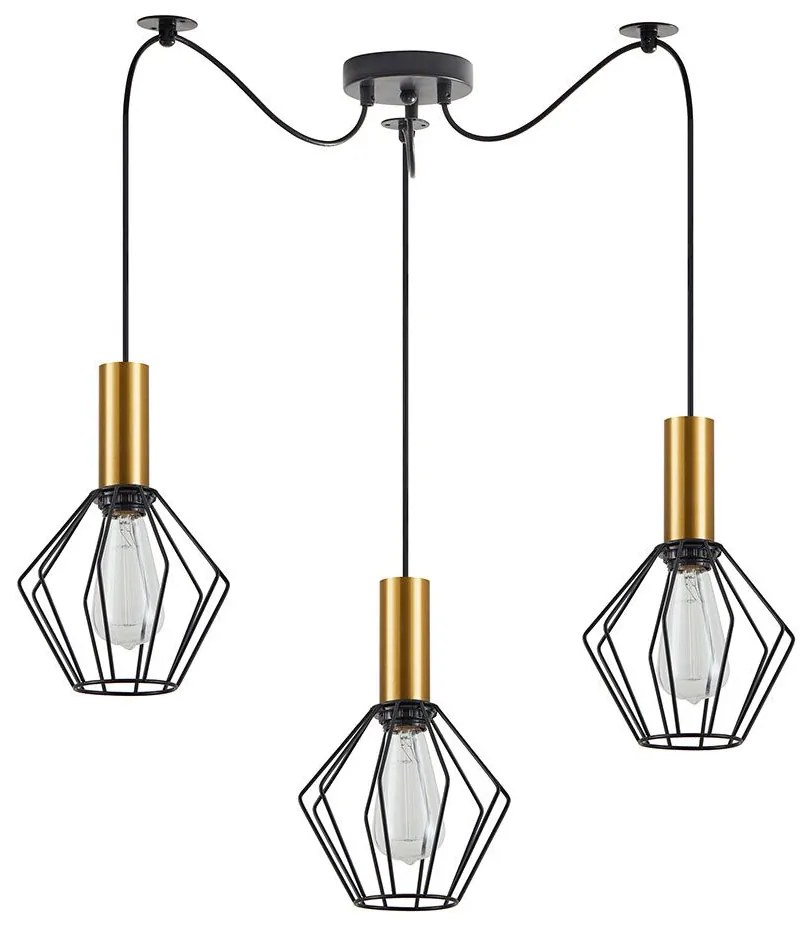 Φωτιστικό Οροφής Adept Tube 77-8619 65x65x300cm 3xE27 60W Black-Gold Homelighting