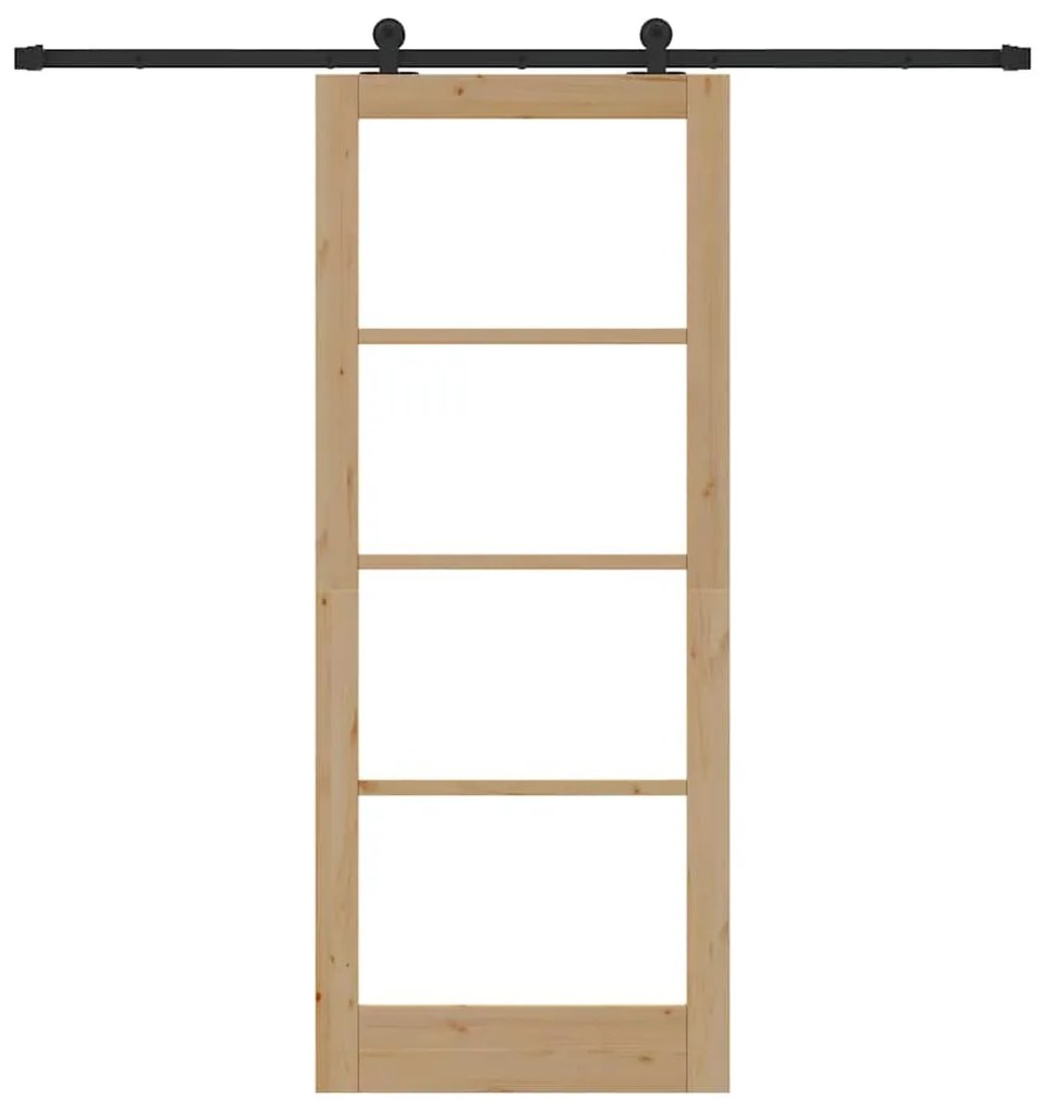 vidaXL Συρόμενη Πόρτα Χειροκίνητος Καφέ 86 x 211 cm Ξύλο και μέταλλο
