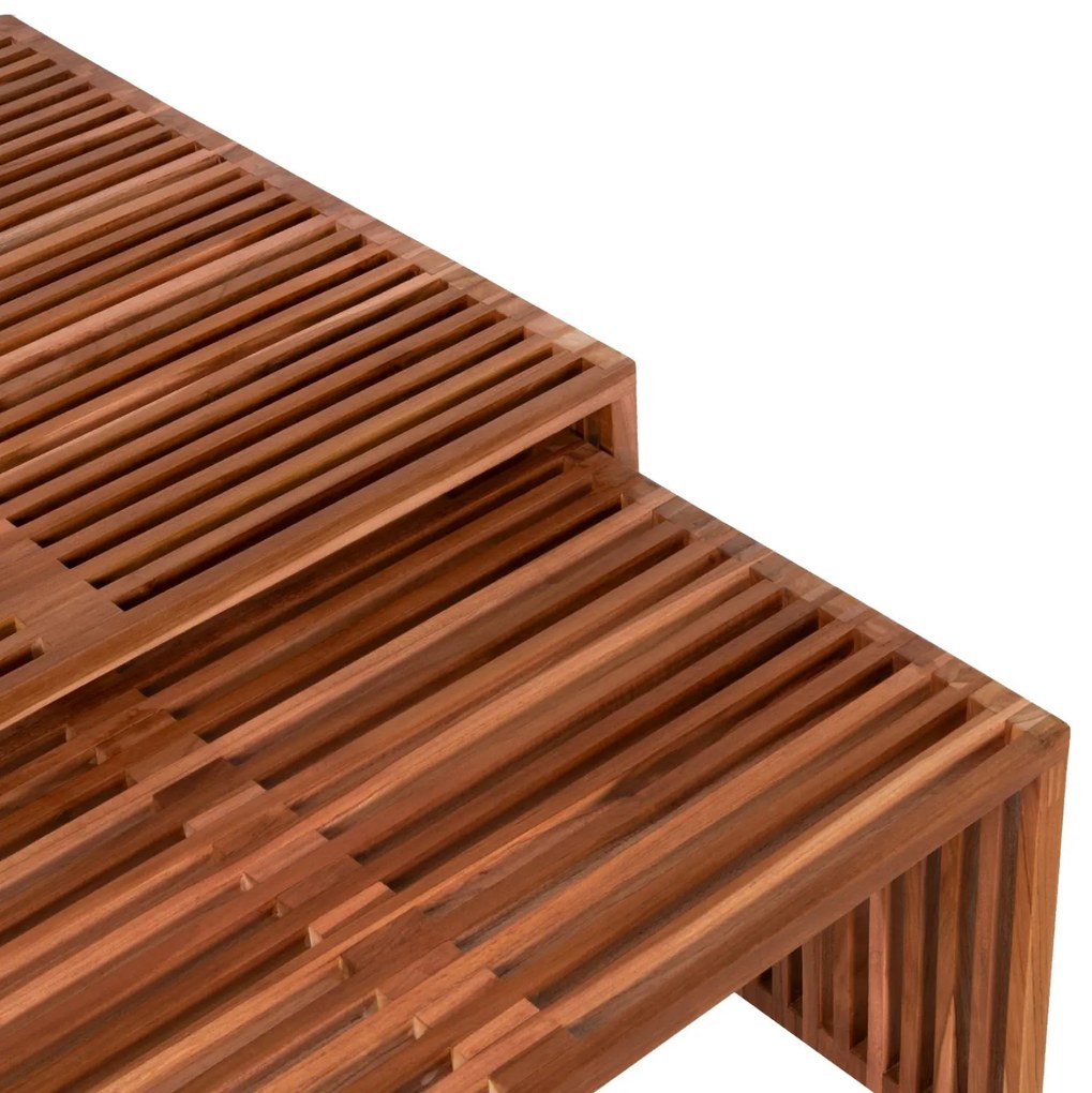 Τραπεζάκι σαλονιού NYA C9546 Σετ 2 τμχ Ξύλο TEAK σε Φυσικό 86x79x46Yεκ. 86x79x46 εκ.