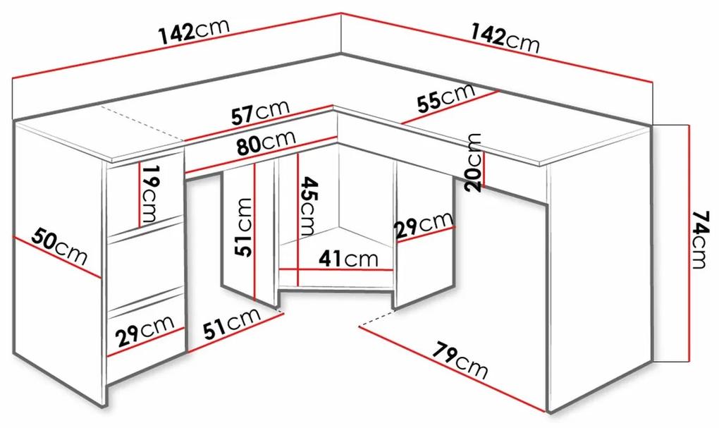 Γωνιακό τραπέζι γραφείου Trenton 136, Με συρτάρια, Αριθμός συρταριών: 3, 74x142x142cm, 34 kg, Άσπρο | Epipla1.gr