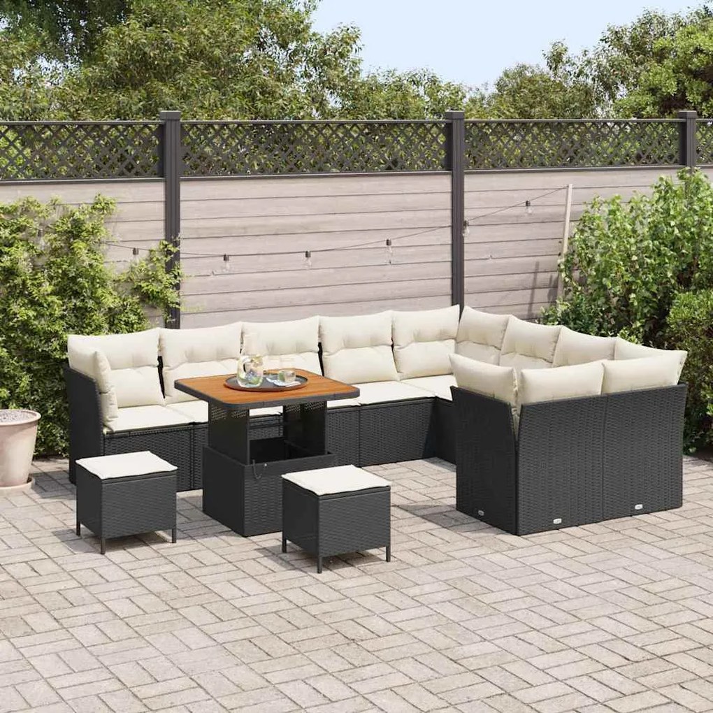 vidaXL Σετ Καναπέ Κήπου 12 pcs Μαύρο συνθετικό ρατάν