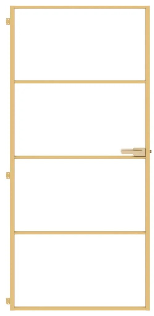vidaXL Εσωτερική Πόρτα Χρυσή 93 x 201,5 εκ. Ψημένο Γυαλί & Αλουμίνιο