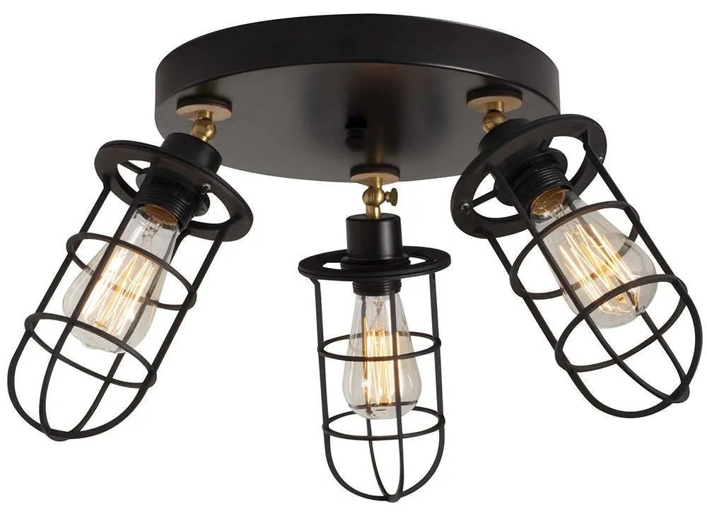 Φωτιστικό Οροφής - Πλαφονιέρα Kimil 525NOR1497 Φ56x31cm 3xE27 40W Black-Gold Opviq