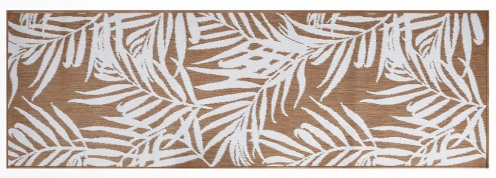 vidaXL Χαλί Εξωτερικού Χώρου με Αναστρέψιμο Σχέδιο Καφέ/Λευκό 80x250εκ