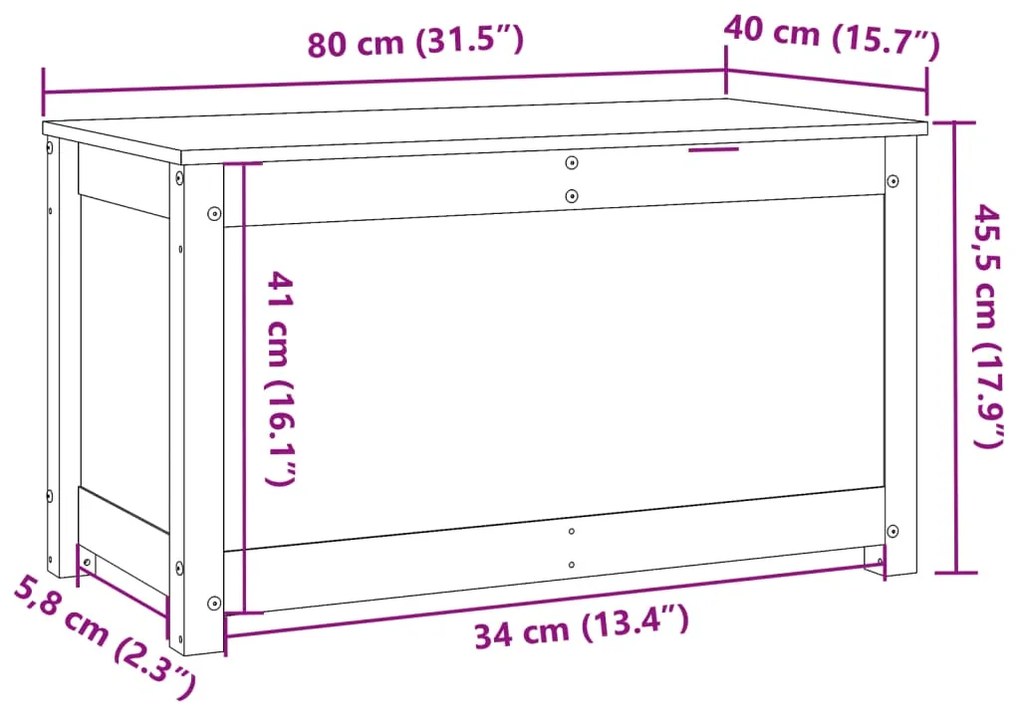 ΚΟΥΤΙ ΑΠΟΘΗΚΕΥΣΗΣ ΛΕΥΚΟ 80X40X45,5 ΕΚ ΑΠΟ ΜΑΣΙΦ ΞΥΛΟ ΠΕΥΚΟΥ 823535