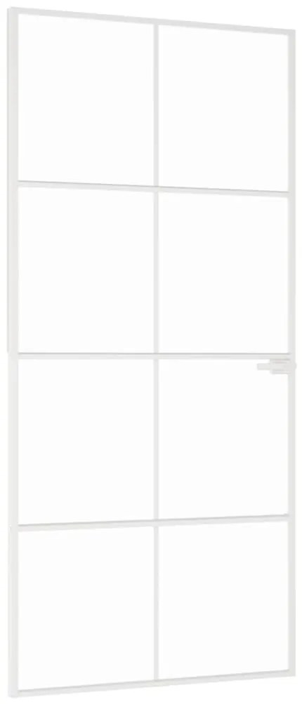 vidaXL Εσωτερική Πόρτα Λευκή 93x201,5 εκ. Ψημένο Γυαλί&Λεπτό Αλουμίνιο