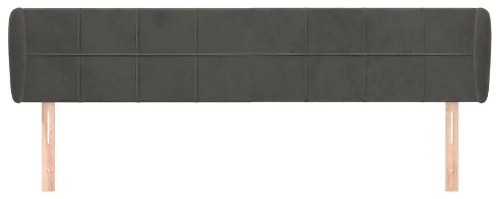 Κεφαλάρι με Πτερύγια Σκούρο Γκρι 183x23x78/88 εκ. Βελούδινο - Γκρι