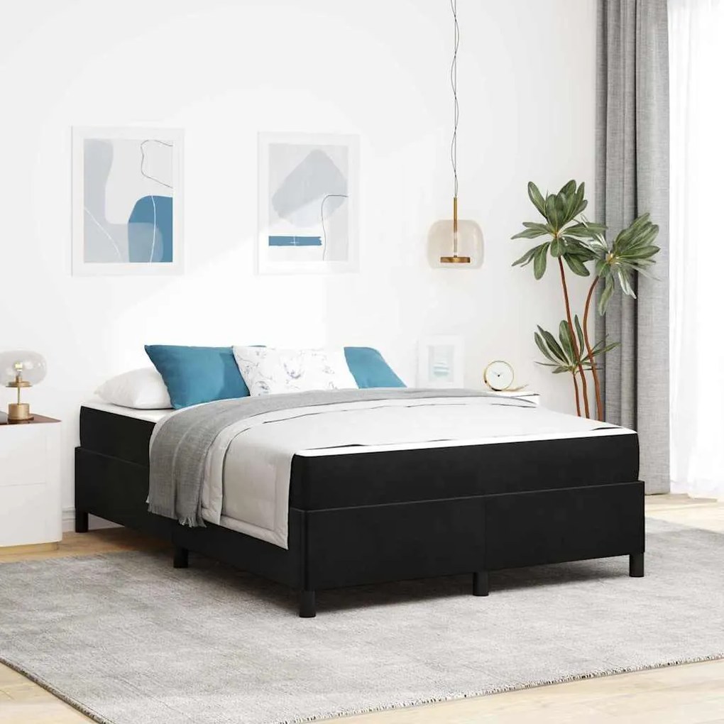 vidaXL Σκελετός Κρεβατιού Μαύρο και Λευκό 140 x 200 cm Βελούδο