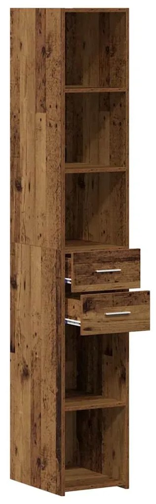 vidaXL Βιβλιοθήκη με συρτάρι Παλιό ξύλο 30 x 42.4 x 185.2 εκ.