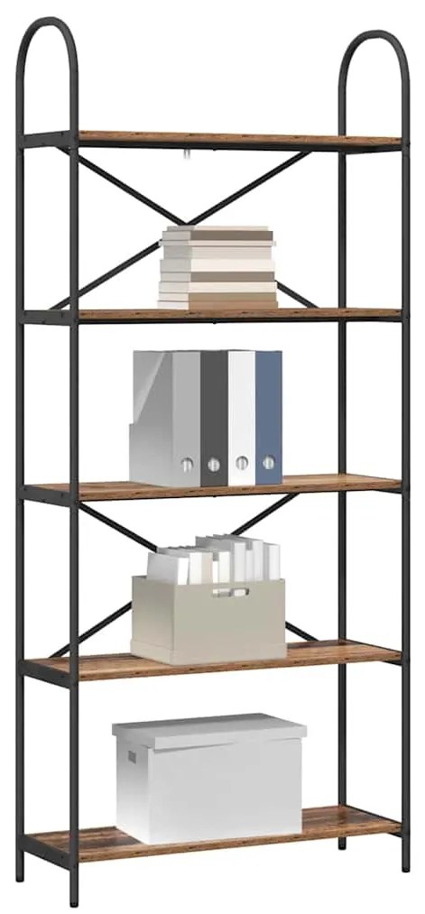 vidaXL Ράφι Βιβλίων Παλιό ξύλο 80 x 30 x 183 εκ Επεξεργασμένο ξύλο