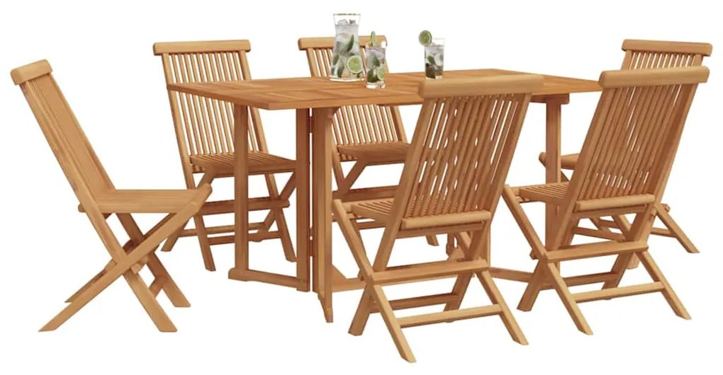 vidaXL Σέτ φαγητού για κήπο 7 pcs Καφέ 140 x 80 x 75 cm