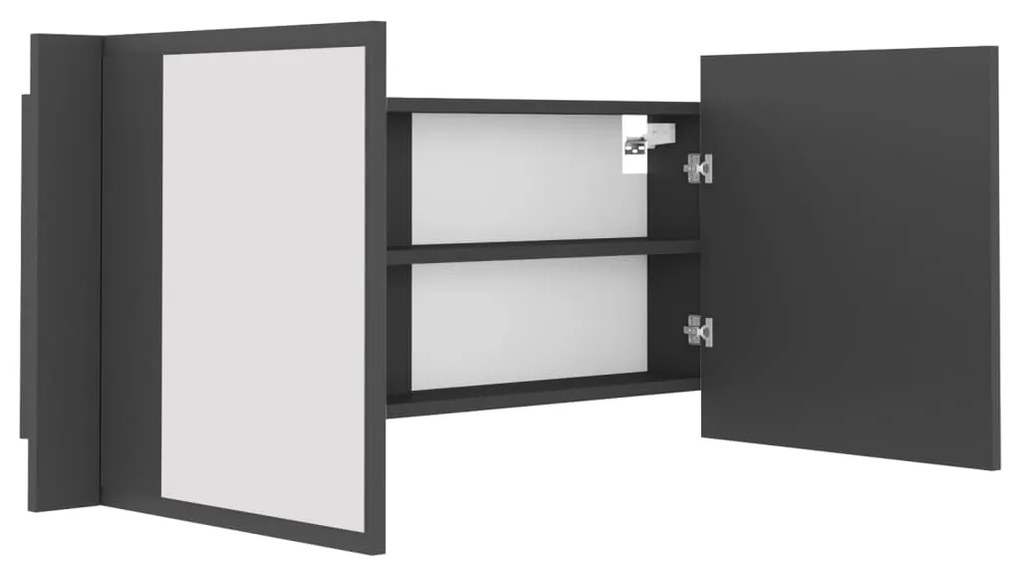 vidaXL Ντουλάπι Μπάνιου με Καθρέφτη και Φωτισμό LED Γκρι Ακρυλικός