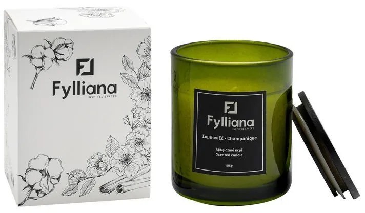 Αρωματικό Κερί FL6478 Fylliana "Σαμπάνια" σε Γυάλινο Βάζο Πράσινο Χρώμα Φ6,3x7,8 εκ. 6.3x6.3x7.8 εκ.