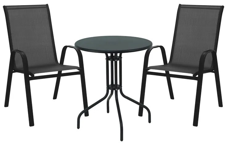 Intrahome Τραπεζαρία Vergo-Calan Intrahome 3τεμ μαύρο μέταλλο Φ60x70εκ | SKU: INTRAPA-241111252