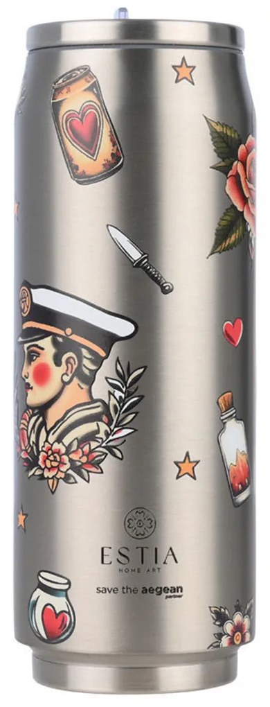 Ποτήρι Θερμός 500ml Estia Save The Aegean Old School Ink 01-31282