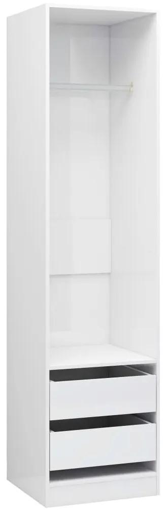 Ντουλάπα με Συρτάρια Γυαλιστερό Λευκό 50x50x200 εκ. Μοριοσανίδα - Λευκό