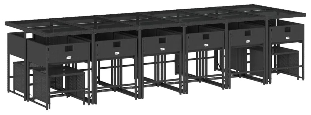 vidaXL Σετ Τραπεζαρίας Κήπου 17 τεμ Μαύρο από Συνθ. Ρατάν με Μαξιλάρια