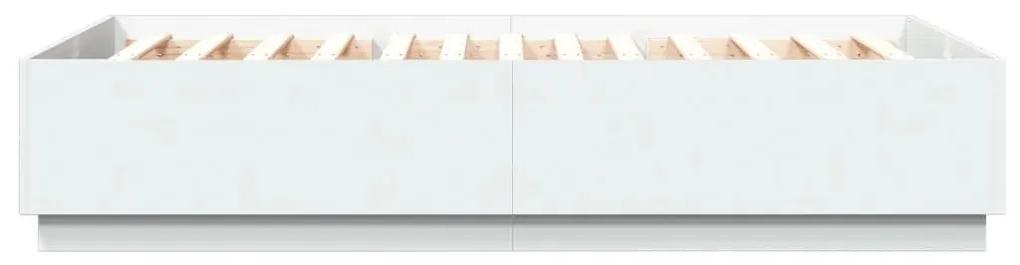 Πλαίσιο Κρεβατιού με LED Λευκό 160x200 εκ. Επεξεργ. Ξύλο - Λευκό