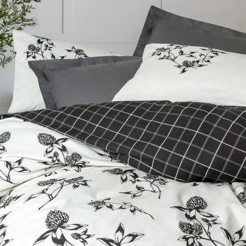 Σετ παπλωματοθήκη Ohia Cotton Box 4 τμχ Διπλή (200x220) χρώμα ανθρακί