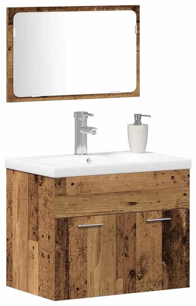 vidaXL Σετ Επίπλων Μπάνιου Επιτοίχιο με αποθήκευση Επεξεργασμένο ξύλο