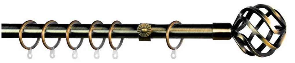 Κουρτινόξυλο Φ19mm Μονό Επεκτεινόμενο 120-210cm Με Άκρα Grace Ball Cage Bronze 790126