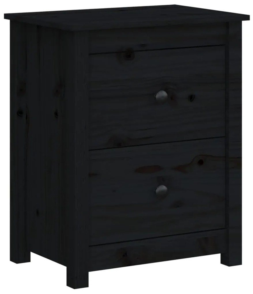 vidaXL Κομοδίνο Μαύρο 50 x 35 x 61,5 εκ. από Μασίφ Ξύλο Πεύκου