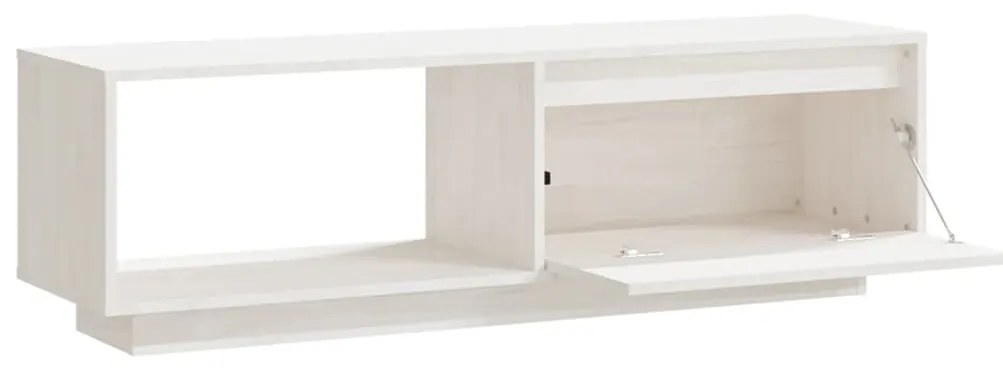 vidaXL Έπιπλο Τηλεόρασης Λευκό 110 x 30 x 33,5εκ από Μασίφ Ξύλο Πεύκου