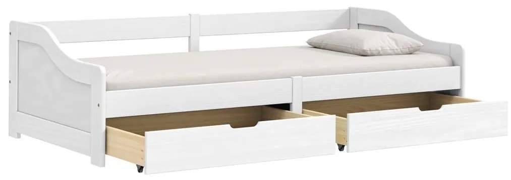 Καναπές Κρεβάτι 2 Συρτ. IRUN Λευκός 90x200εκ. Μασίφ Ξύλο Πεύκου - Λευκό