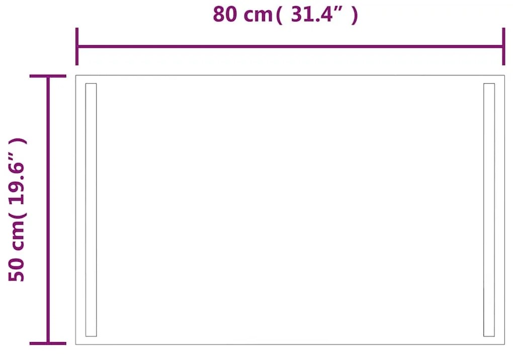vidaXL Καθρέφτης Μπάνιου με LED 80x50 εκ.