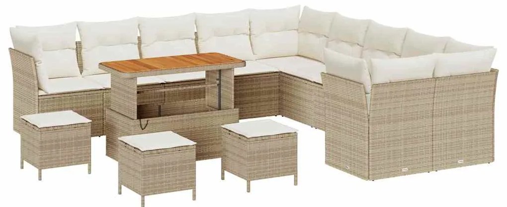 vidaXL Σετ Καναπέ Κήπου 14 pcs Μπεζ συνθετικό ρατάν