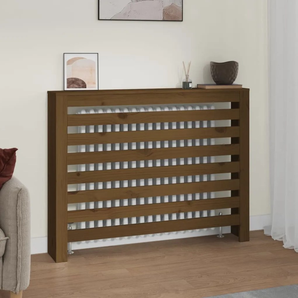 vidaXL Κάλυμμα Καλοριφέρ Καφέ μελί108,5x19x84εκ. από Μασίφ Ξύλο Πεύκου