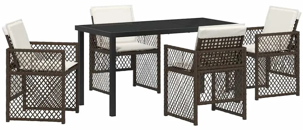 vidaXL Σέτ φαγητού για κήπο 5 pcs Καφέ συνθετικό ρατάν