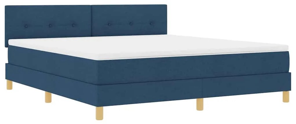 vidaXL Κρεβάτι box spring με στρώμα με στρώμα Μπλε 180 x 200 cm ύφασμα
